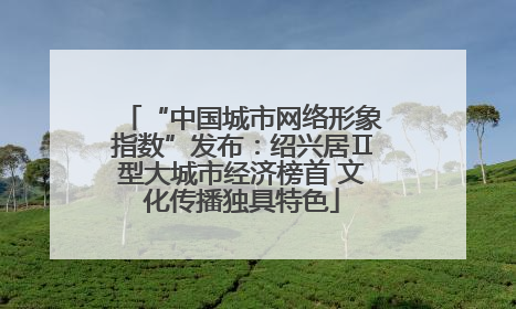 “中国城市网络形象指数”发布：绍兴居Ⅱ型大城市经济榜首 文化传播独具特色