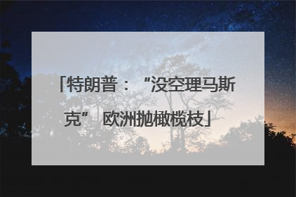 特朗普：“没空理马斯克” 欧洲抛橄榄枝