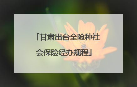甘肃出台全险种社会保险经办规程