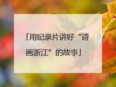 用纪录片讲好“诗画浙江”的故事