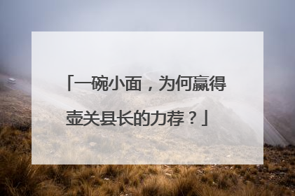 一碗小面，为何赢得壶关县长的力荐？
