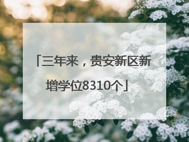 三年来，贵安新区新增学位8310个