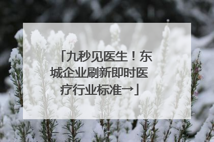 九秒见医生！东城企业刷新即时医疗行业标准→