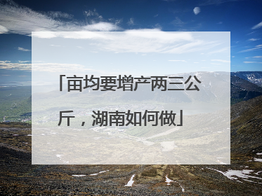 亩均要增产两三公斤，湖南如何做