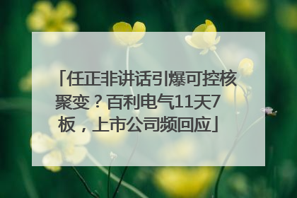 任正非讲话引爆可控核聚变？百利电气11天7板，上市公司频回应