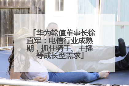 华为轮值董事长徐直军：电信行业成熟期，抓住骑手、主播等成长型需求