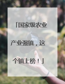 国家级农业产业强镇，这个镇上榜！