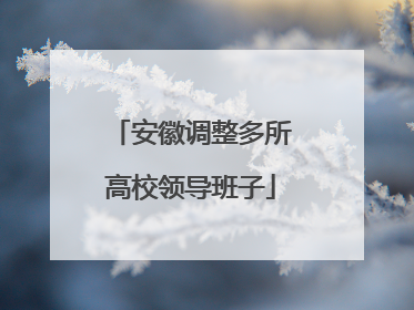 安徽调整多所高校领导班子