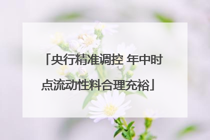 央行精准调控 年中时点流动性料合理充裕