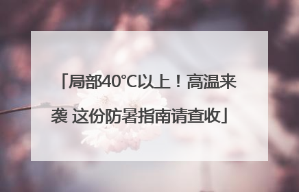 局部40℃以上！高温来袭 这份防暑指南请查收
