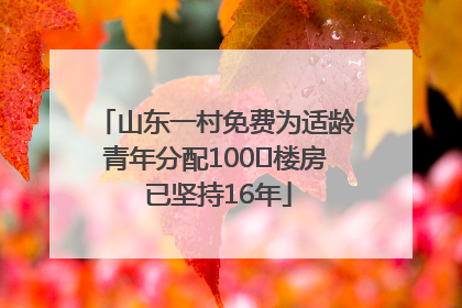 山东一村免费为适龄青年分配100㎡楼房 已坚持16年