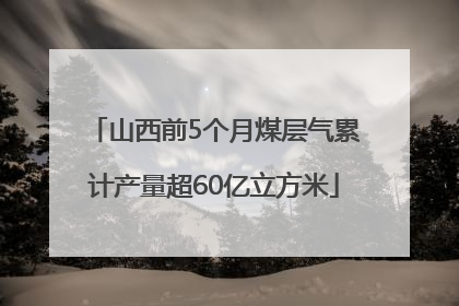 山西前5个月煤层气累计产量超60亿立方米