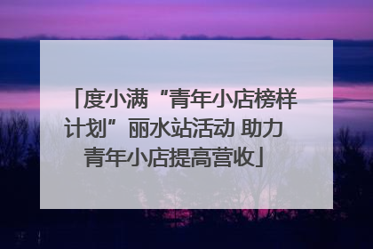 度小满“青年小店榜样计划”丽水站活动 助力青年小店提高营收