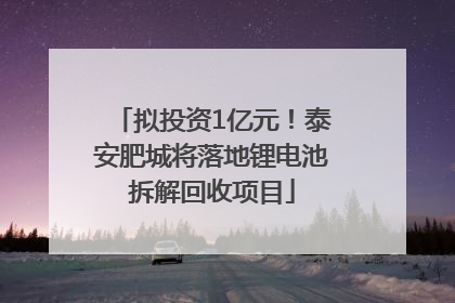拟投资1亿元！泰安肥城将落地锂电池拆解回收项目