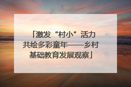 激发“村小”活力 共绘多彩童年——乡村基础教育发展观察