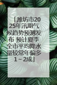 潍坊市2025年汛期气候趋势预测发布 预计夏季全市平均降水量较常年偏多1～2成