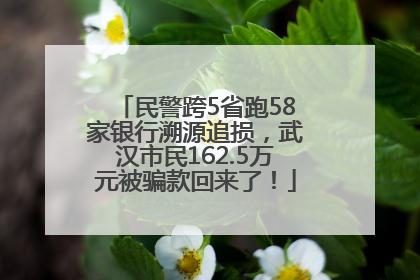 民警跨5省跑58家银行溯源追损，武汉市民162.5万元被骗款回来了！