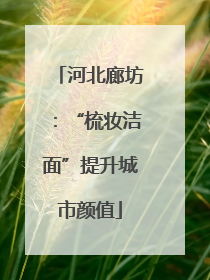 河北廊坊：“梳妆洁面”提升城市颜值
