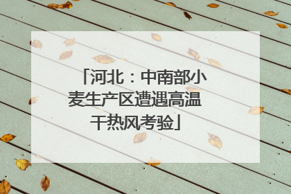 河北：中南部小麦生产区遭遇高温干热风考验
