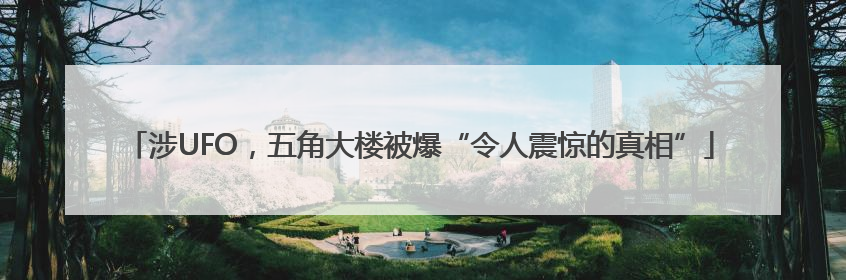 涉UFO，五角大楼被爆“令人震惊的真相”