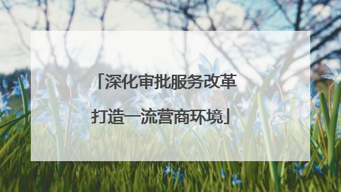 深化审批服务改革 打造一流营商环境