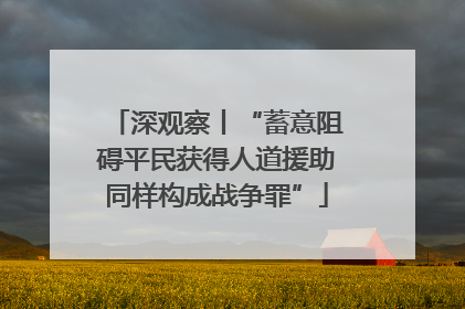 深观察丨“蓄意阻碍平民获得人道援助同样构成战争罪”