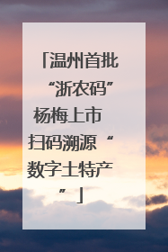 温州首批“浙农码”杨梅上市 扫码溯源“数字土特产”