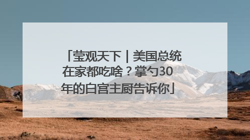 莹观天下｜美国总统在家都吃啥？掌勺30年的白宫主厨告诉你