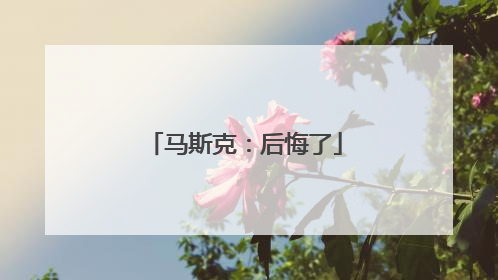 马斯克：后悔了