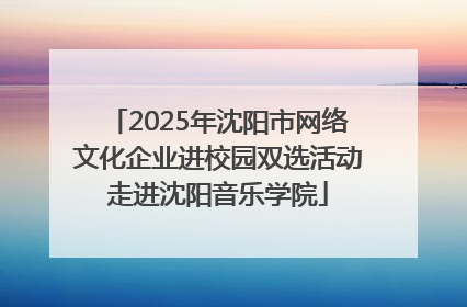 2025年沈阳市网络文化企业进校园双选活动走进沈阳音乐学院