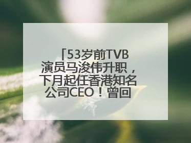 53岁前TVB演员马浚伟升职，下月起任香港知名公司CEO！曾回应“考公上岸”：真不是公务员