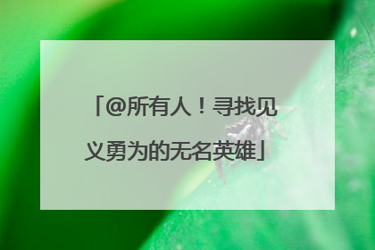 @所有人！寻找见义勇为的无名英雄